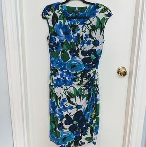 Lauren Ralph Lauren Blue Floral Jersey Wrap Dres